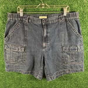Savane Denim Cargo Shorts Mens 40 Elastic Side Waist Hiking Jorts Y2K Gorpcore